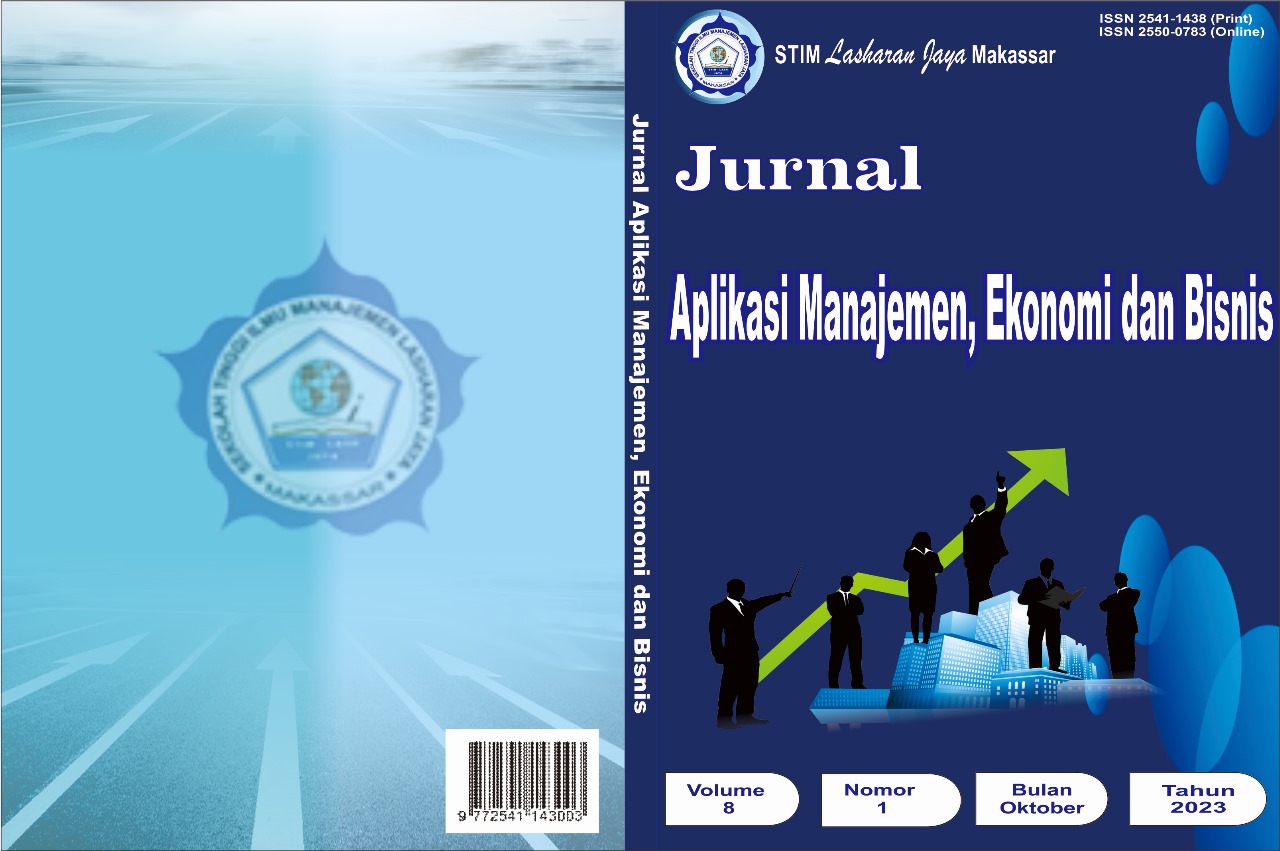 					View Vol. 8 No. 1 (2023): Jurnal Aplikasi Manajemen, Ekonomi dan Bisnis
				