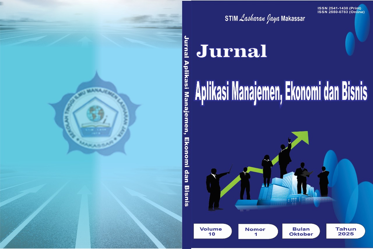 					View Vol. 10 No. 1 (2025): Jurnal Aplikasi Manajemen, Ekonomi dan Bisnis
				